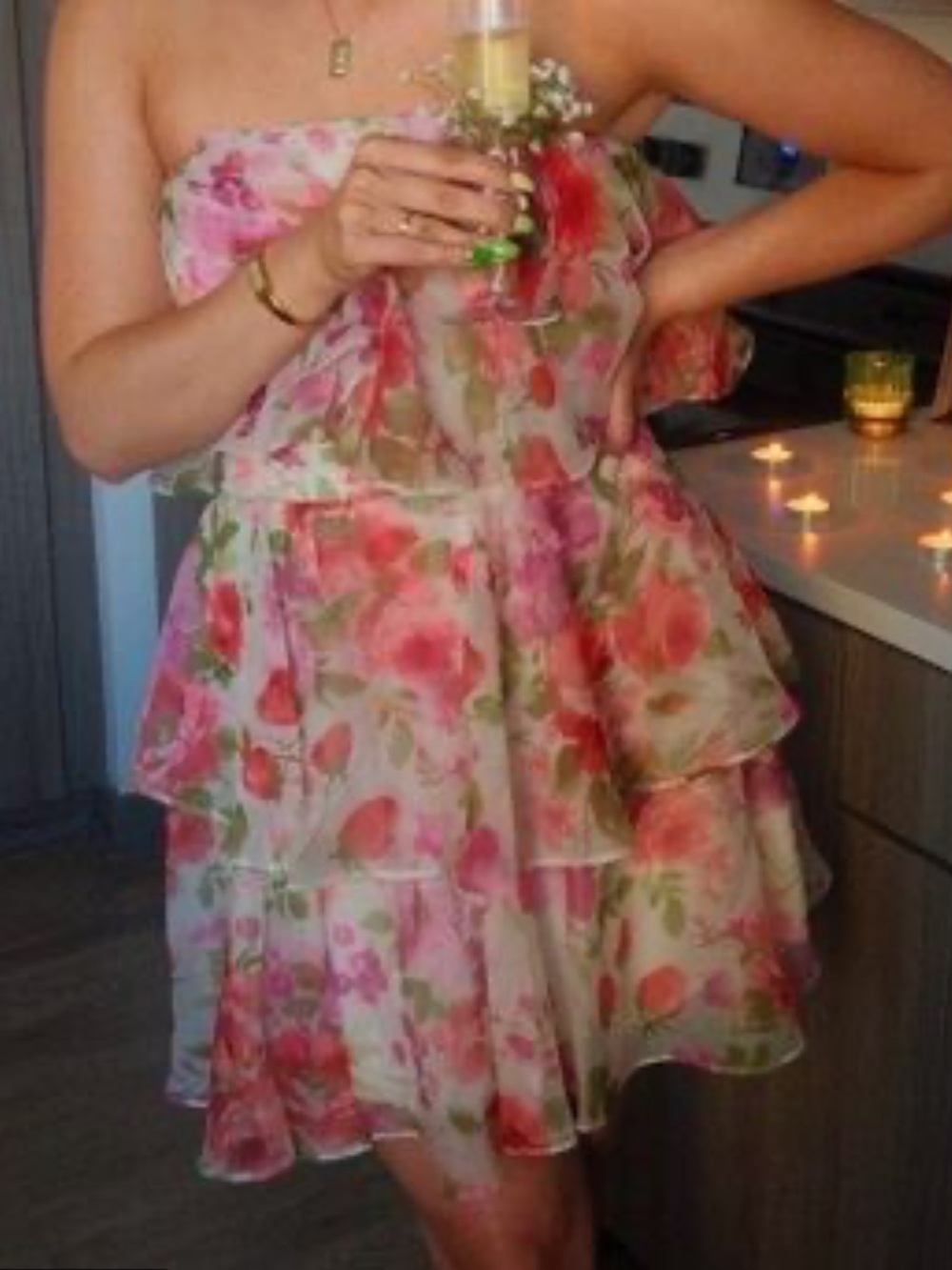 🍃🍓Organza Tiered Strapless Mini Dress Abercrombie & Fitch